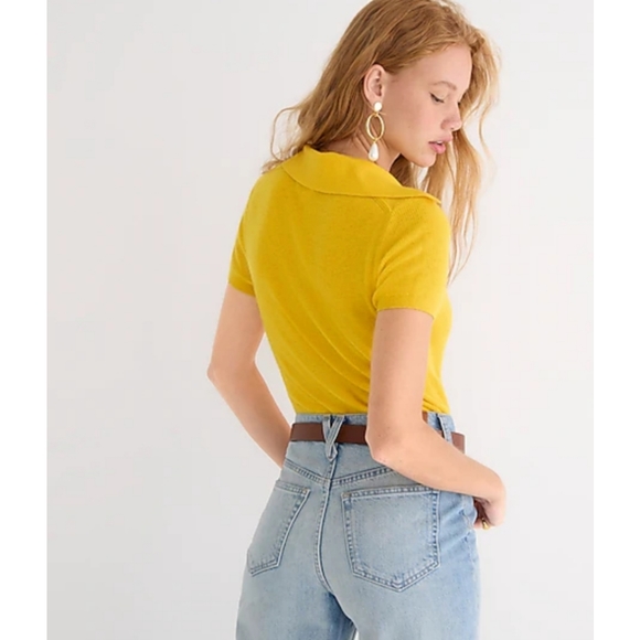 1. J.Crew Featherweight cashmere collared short-sleeve sweater - Picture 3 of 8